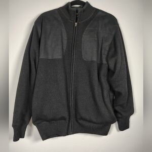 Orvis 100% Wool Black Full Zip Foul Weather Sweater Jacket Fully Lined Size M